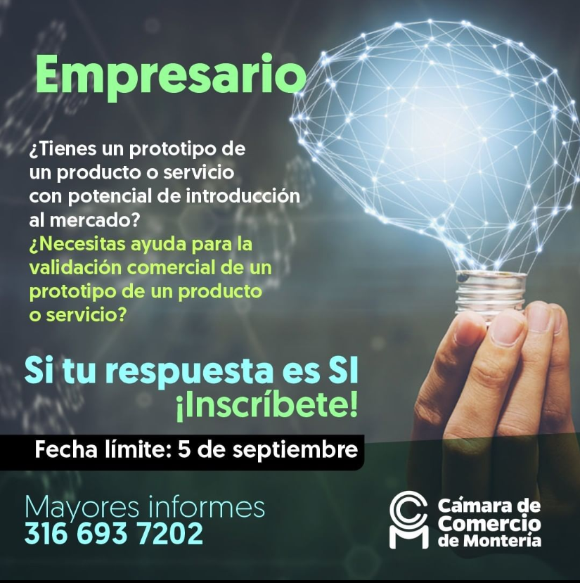 ccmonteria's tweet photo. ¿Tienes un prototipo de un producto o servicio con potencial de introducción al mercado?
¿Necesitas ayuda para la validación comercial de un prototipo de un producto o servicio?
Si alguna de tus respuesta fue un SI, te invitamos a  Regístrate aquí: https://t.co/2ZDYDDCsCJ https://t.co/kiyZis53EA