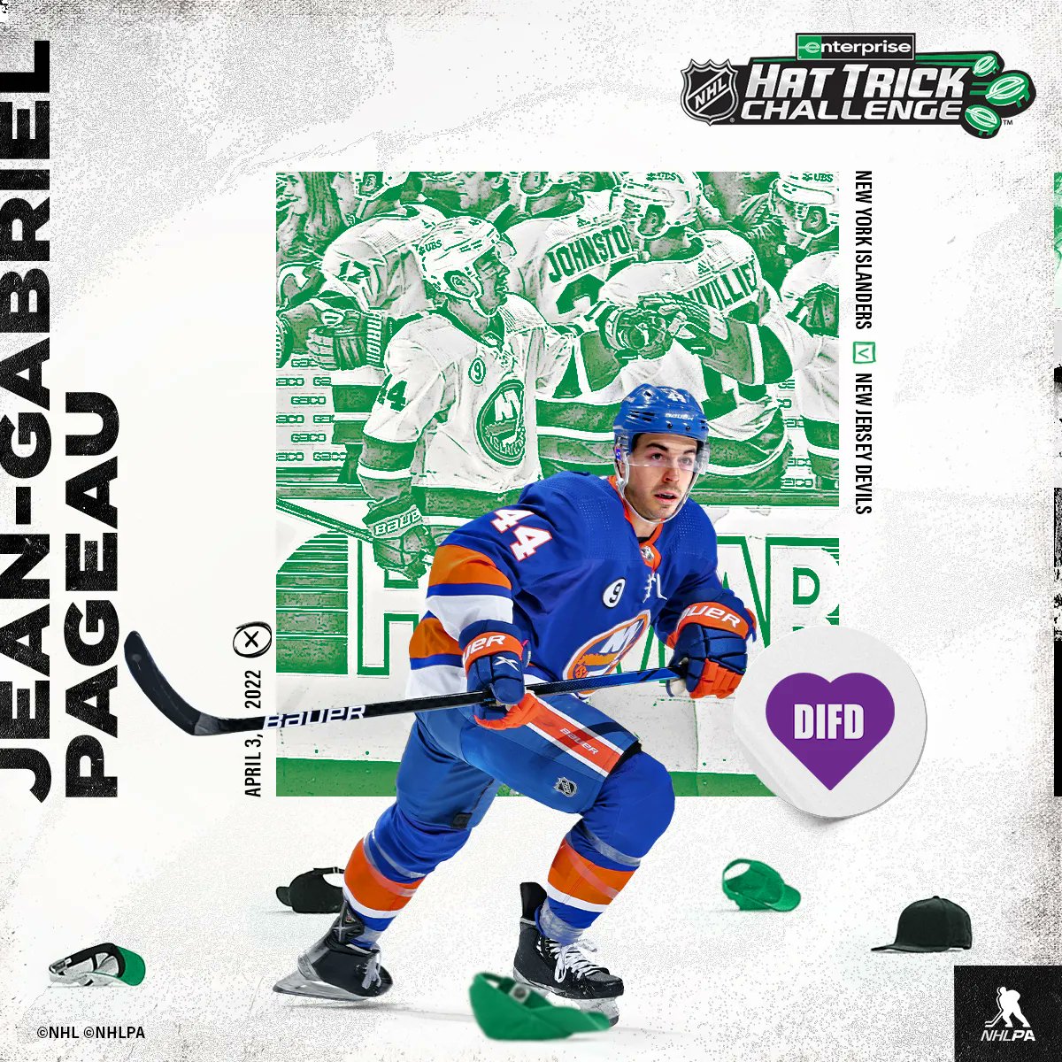 We’re sending a big thank you to @JGPageau for donating $2,000 to youth mental health! 💜 Thank you for picking DIFD as your #NHLHatTrickChallenge charity of choice! Keep up the great work! 👏

#DIFD | #WeAllSkateTogether 
@NHLPA | @Enterprise | @NHL | @NYIslanders
