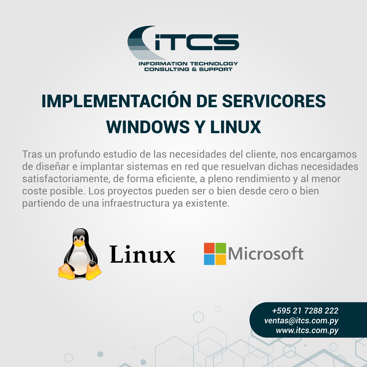itcssa's tweet photo. En @itcssa , contamos con profesionales expertos en ambas plataformas y capacitados para ayudarlo con la implementación, configuración, optimización, resolución de problemas, virtualización, auditorías y seguridad en cada plataforma #Windows &amp; #Linux https://t.co/OCXNcjFEHp