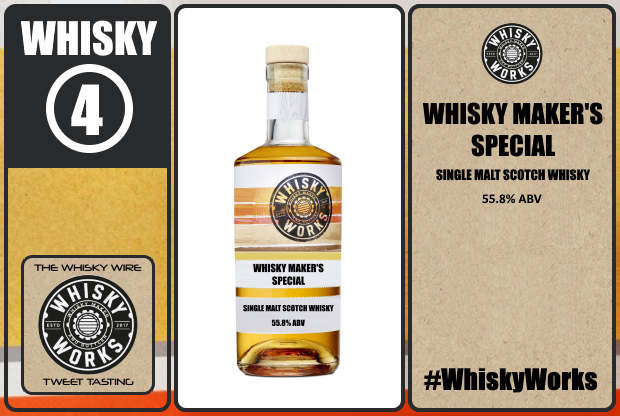 TheWhiskyWire's tweet photo. Okay gang, it’s time to move onto our fourth and final dram of the night: @WhiskyWorksLtd Whisky Maker’s Special – 55.8%. What does this one dish up and deliver on the nose? #WhiskyWorks https://t.co/4oABaWelBo