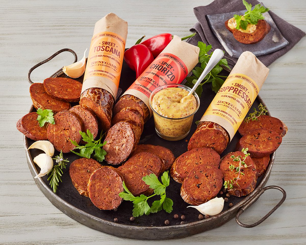 We’re excited to share that we now offer a vegan charcuterie collection! These alternative meat salamis are ready for the center spot on your next snack board: bit.ly/3wJsBQu