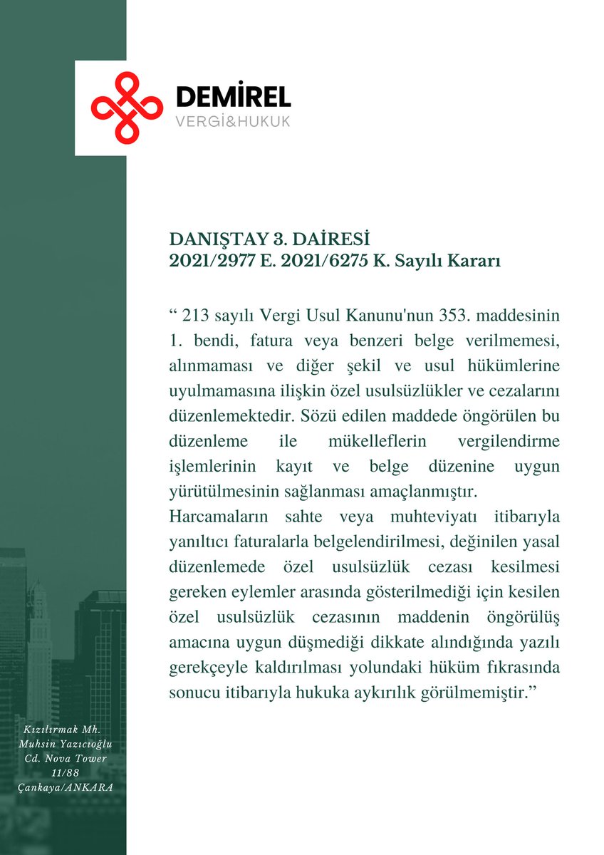 Sahte fatura nedeniyle özel usulsüzlük cezası kesilemez. 

#vergi #vergihukuk #vergicezası