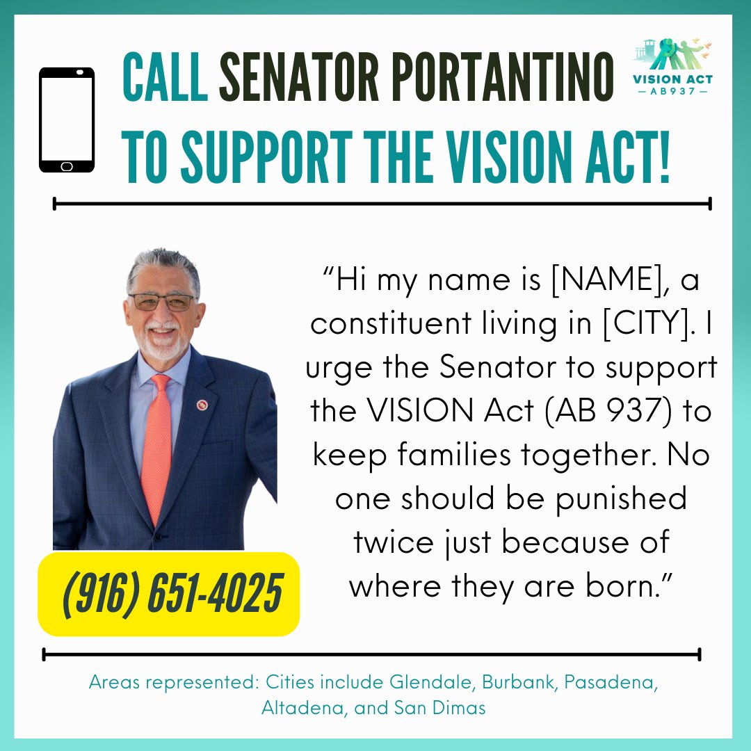 iceoutofca's tweet image. The #VISIONAct is still alive!! We only have today. We need Senators @Portantino, @SenBobHertzberg, @SenatorUmberg, @GeneralRoth, @SenBobArchuleta  to vote YES on the bill asap. 🚨Please call their offices now!!