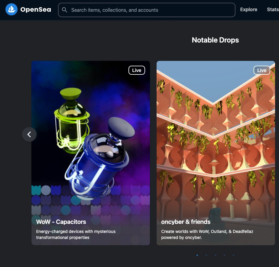 frontpage of <a href="/opensea/">OpenSea</a> 🫡

<a href="/worldofwomennft/">world of women</a> 🤝 <a href="/oncyber/">ᴏɴᴄʏʙᴇʀ</a>