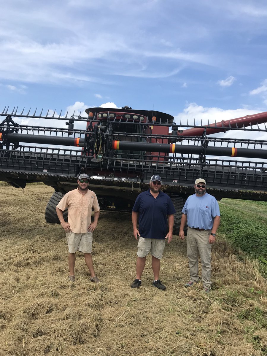 Row rice crop per drop harvest on the Seth Tucker Farm in Drew County.  Max Flemister, Seth Tucker, and Scott Hayes (uaex)