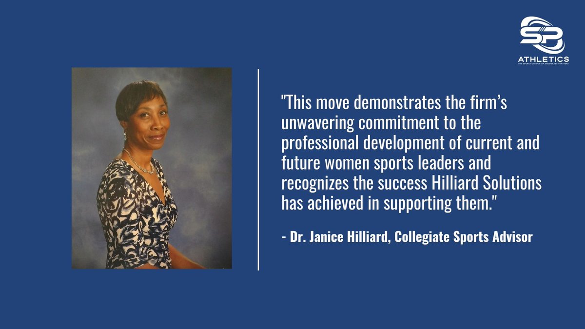 SP Athletics (@snodgrassinc) on Twitter photo We're adding another expert to our internal team - Dr. Hilliard (<a href="/drjhill81/">Dr. Janice Hilliard</a>) will join SP Athletics as a Collegiate Sports Advisor.
Read full release: bit.ly/3wJ8CkP We're adding another expert to our internal team - Dr. Hilliard (<a href="/drjhill81/">Dr. Janice Hilliard</a>) will join SP Athletics as a Collegiate Sports Advisor.
Read full release: bit.ly/3wJ8CkP