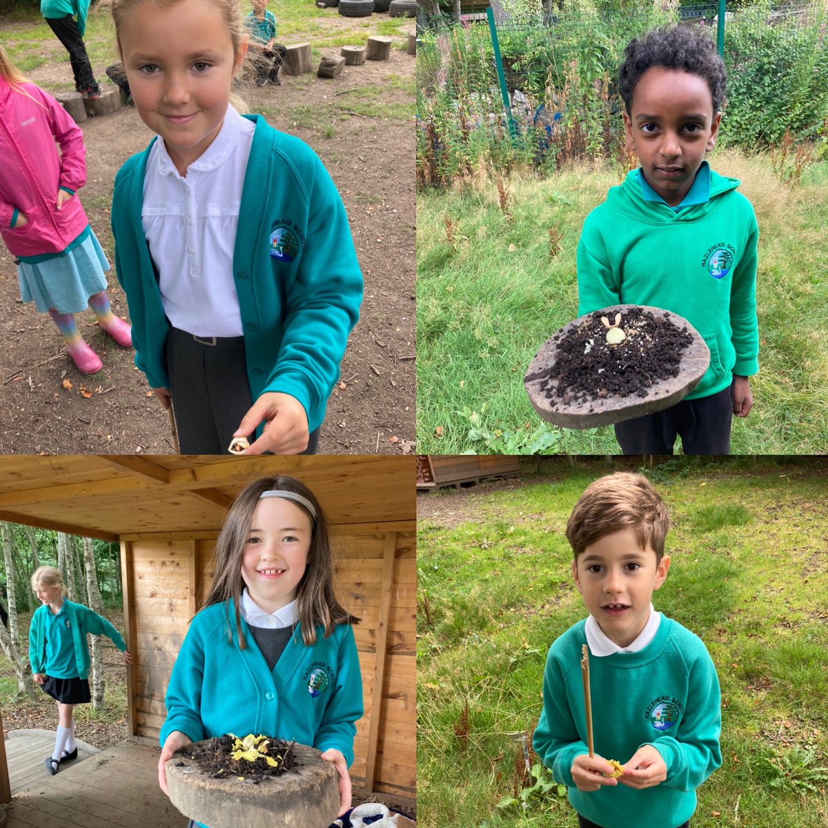 MorriceL's tweet photo. P4FM @hazleheadschool enjoyed free play in the messy garden today. Lots of imagination on show! Mud cafe, Star Wars duels, tree climbing, nut and seed gathering… fun! #getoutside #opportunity #HWB 🍃 🌿🌸💚 https://t.co/MX5N4BbRIj