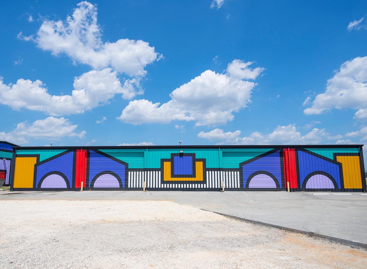 ORGAN THING: Camille Walala's big bold "Ice and a Slice" at Northwest Arkansas Airport, a colossal artistic takeover of two giant aircraft hangers... wp.me/p2ScbB-mSM  <a href="/justkidsart/">JUSTKIDS</a> #CamilleWalala #Art <a href="/flyxna/">Northwest Arkansas National Airport (XNA)</a>