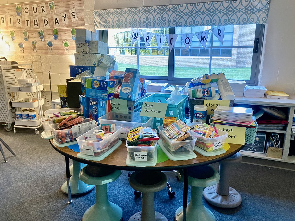 Meet the Teacher Night was a success and it was wonderful meeting all our 4th grade families! Look at all those donations to keep our class clean, productive, and happy!!! Thank you Sayre Families!  <a href="/SLCSSayre/">Sayre Elementary</a> <a href="/SLCSD/">South Lyon Community Schools</a> <a href="/sayre_pto/">Sayre Elementary PTO</a> #sayresharks