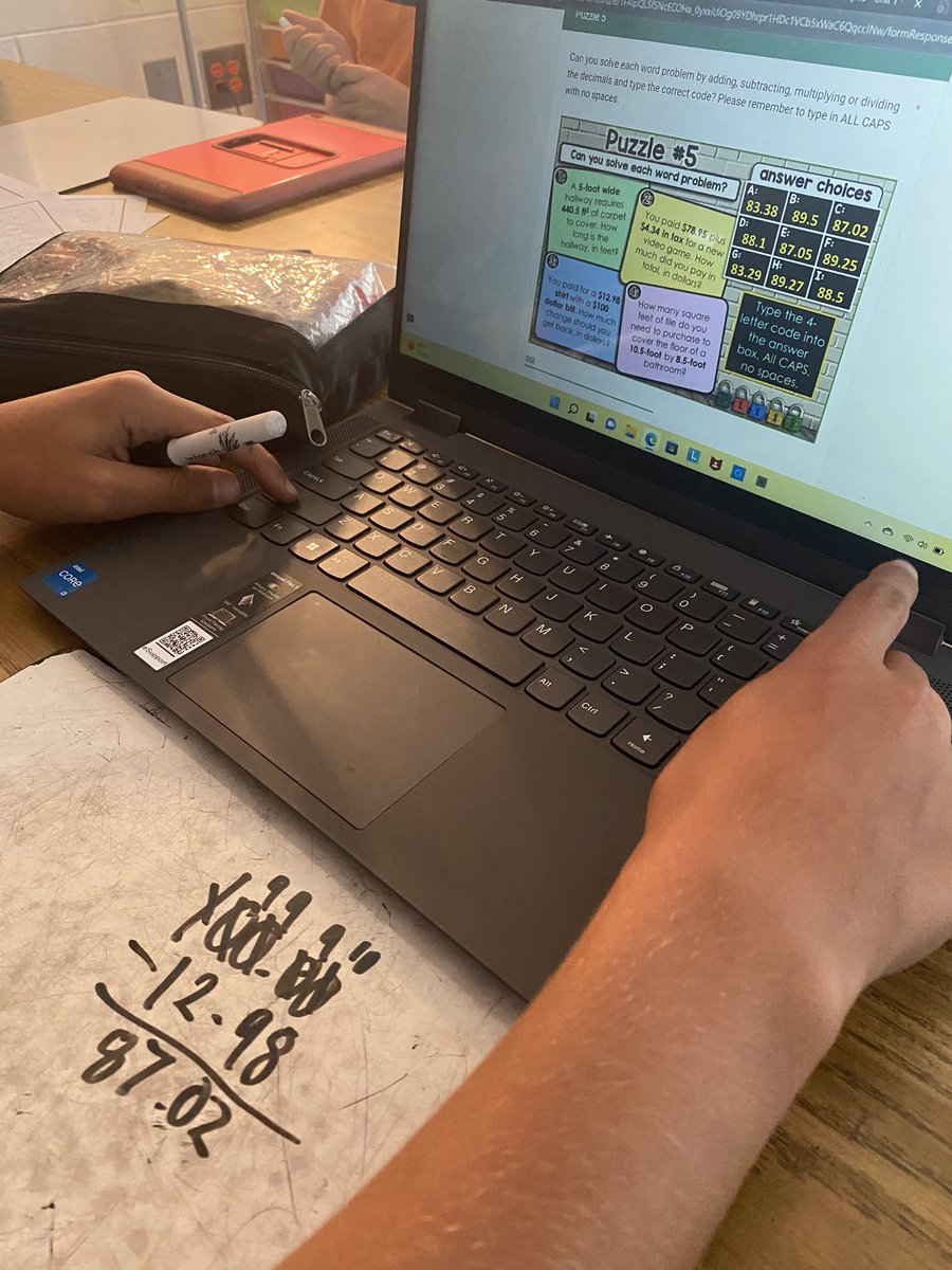 MrsJohnsonCMS's tweet photo. Decimals Digital Escape Room using productive language to comprehend math processes @CreeklandMS @CherokeeSchools #SIOP @candice_ESOL https://t.co/S7fasbvHuI