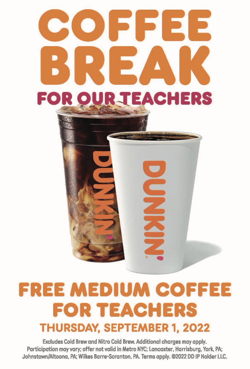 Douglas PTA (@ptadouglases) on Twitter photo Teachers, have a coffee break on <a href="/dunkindonuts/">Dunkin'</a> tomorrow! Get a FREE medium coffee on Sept. 1 at participating Dunkin’ locations coffee ☕️ news.dunkindonuts.com/blog/dunkin-te… <a href="/DouglasESDragon/">Douglas Elementary</a> <a href="/TiffanyFBulloc2/">TiffanyFaisonBullock</a> Teachers, have a coffee break on <a href="/dunkindonuts/">Dunkin'</a> tomorrow! Get a FREE medium coffee on Sept. 1 at participating Dunkin’ locations coffee ☕️ news.dunkindonuts.com/blog/dunkin-te… <a href="/DouglasESDragon/">Douglas Elementary</a> <a href="/TiffanyFBulloc2/">TiffanyFaisonBullock</a>
