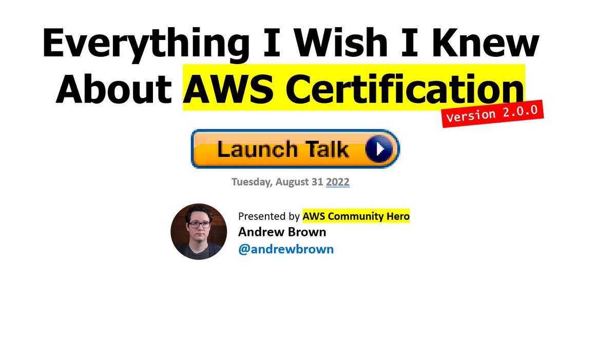 Everything I wish I knew about AWS Certification starting here shortly. Come and ask questions!

<a href="/vBrownBag/">vBrownBag</a> 

Register now!
us02web.zoom.us/webinar/regist…