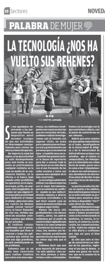 Palabra de mujer, columna de Ivette Laviada: La tecnología ¿nos ha vuelto sus rehenes? - sipse.com/novedades-yuca…