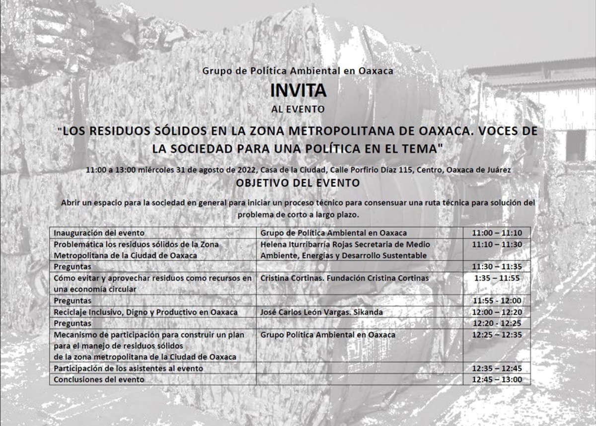 Iturribarria_'s tweet photo. En un ejercicio ciudadano, a invitación del Grupo Política Ambiental de Oaxaca, participamos en un foro abierto a hablar sobre la problemática y retos de la #basura en #Oaxaca https://t.co/TIjF80QxnJ