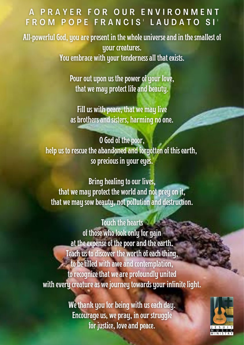 JesuitMusicPH's tweet photo. Today, September 1, 2022 is the World Day of Prayer for the Care of Creation. 

Join our effort to create awareness on the importance of our environment with this prayer taken from Pope Francis' encyclical Laudato Si'. https://t.co/TxAukPgqKE