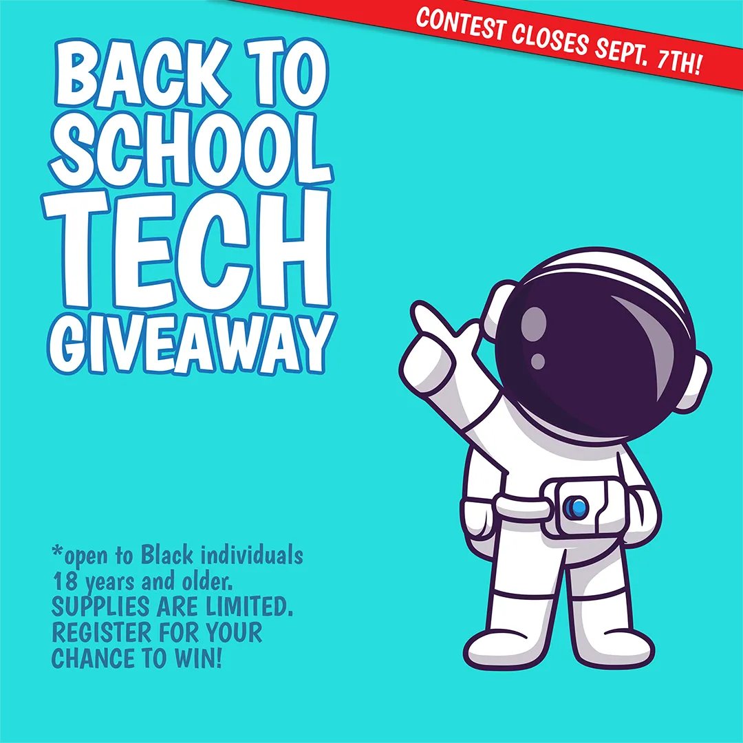 One week left! If you're a Black person in need you can register with us for your chance to win a refurbished Apple Mac Mini computer system, MacBook Air or MacBook Pro laptop package. Visit buff.ly/3QOGnbZ  for more details. #TXDL #contest