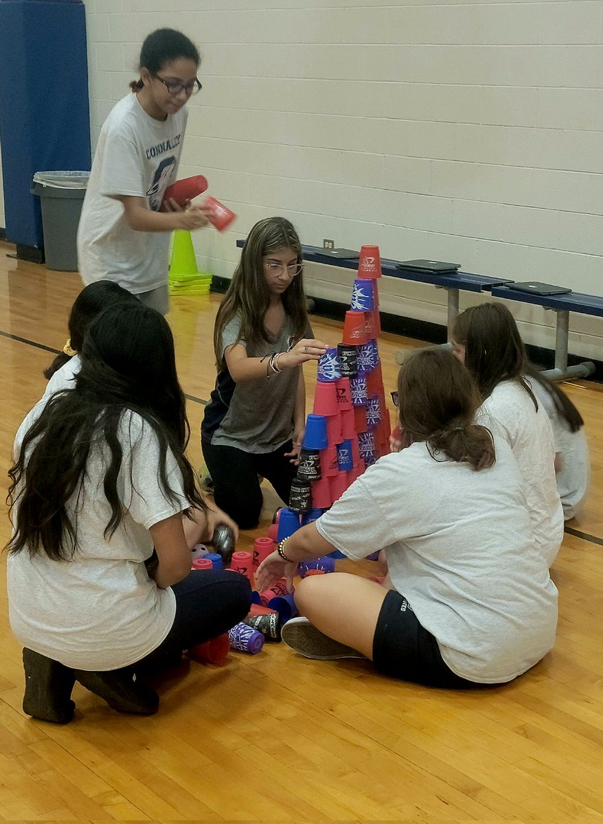 Lots of different Learners Profiles being used to build the largest tower with Cupstacking.  I love the collaborating.Great cool down  activity after Pacer test. <a href="/NISDConnally/">Connally Coyotes</a> <a href="/NISD_PE/">NISD PE</a>