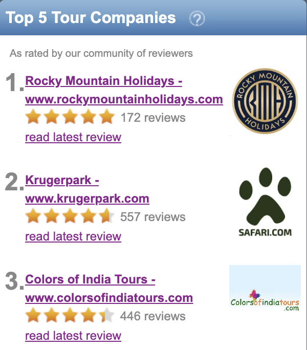 We are currently rated #1 <a href="/review_centre/">review_centre</a> out of all tour companies on reviewcentre.com [insert happy dance here]. Thank you to all of our wonderful guests who have taken the time to review our services over the years - we are so thankful.

Source:
reviewcentre.com/reviews236887.…