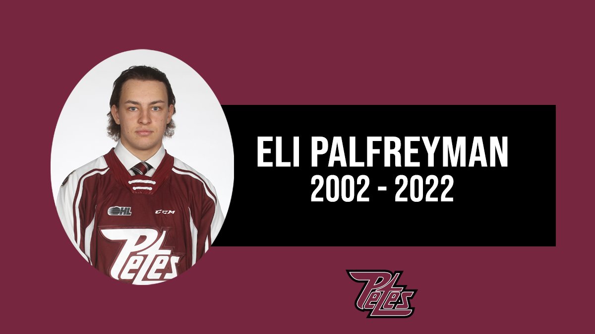 PetesOHLhockey's tweet image. The Peterborough Petes are devastated to learn about the passing of 2018 draft pick and Ayr Centennials captain, Eli Palfreyman.

gopetesgo.com/article/petes-…