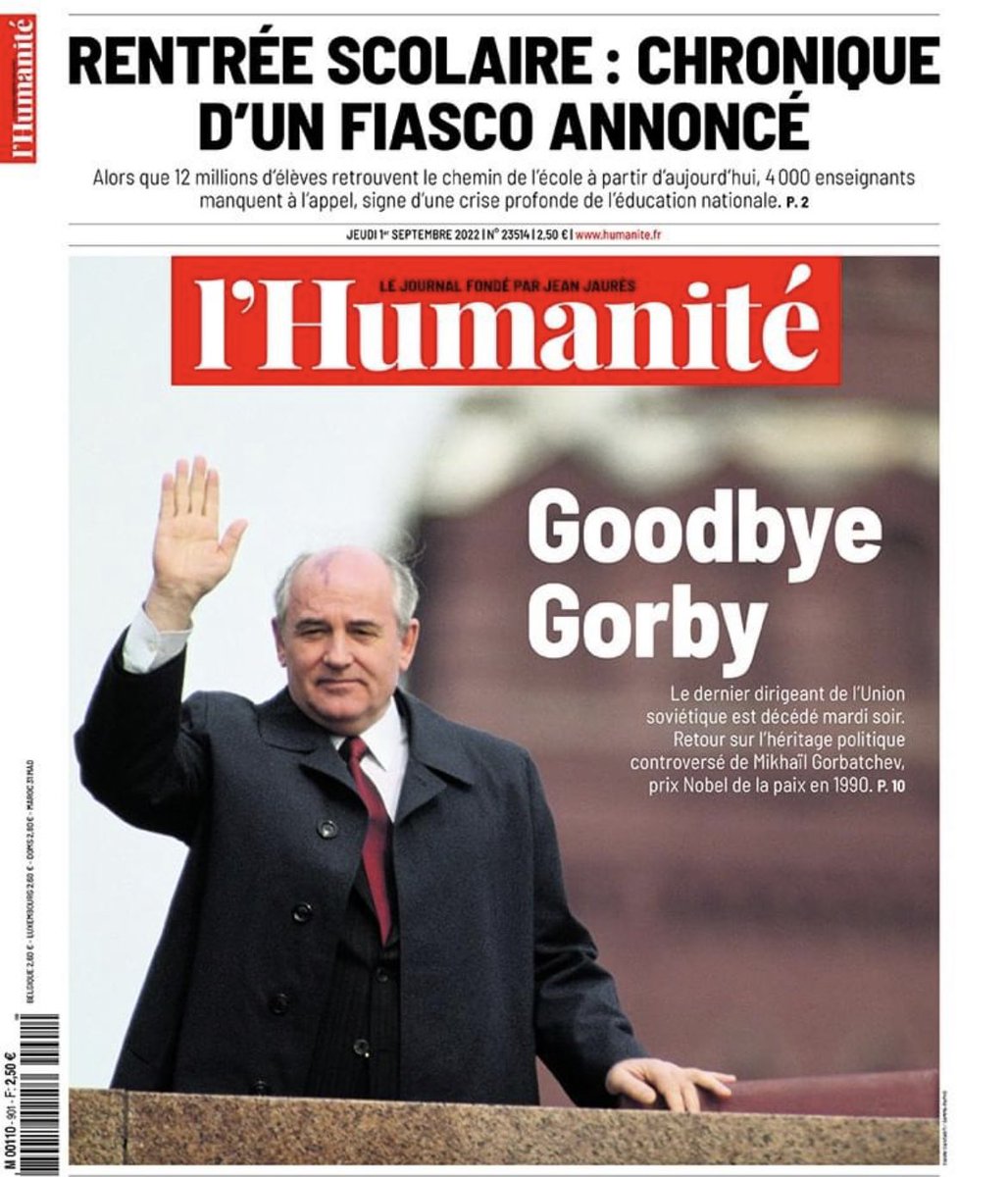 fabien_gay's tweet image. Goodbye Gorby 
#Gorbatchev 
La Une de @humanite_fr