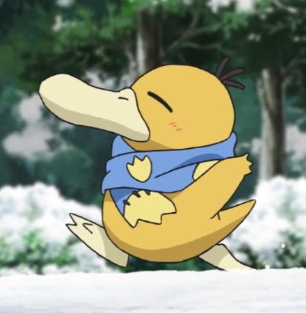 Psyduck keeping warm with a scarf