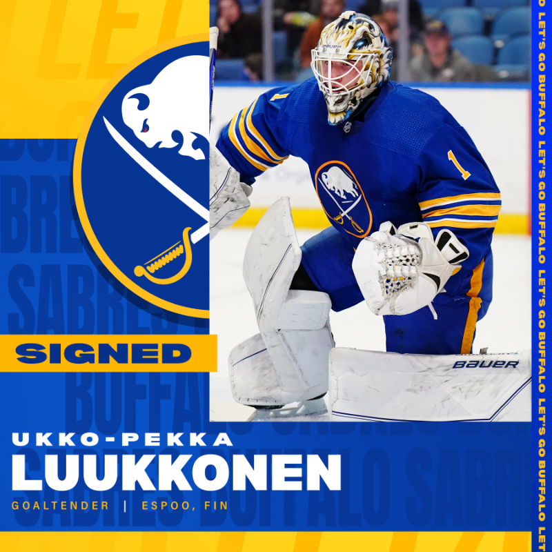 Sabres sign goaltender Ukko-Pekka Luukkonen to a two-year contract