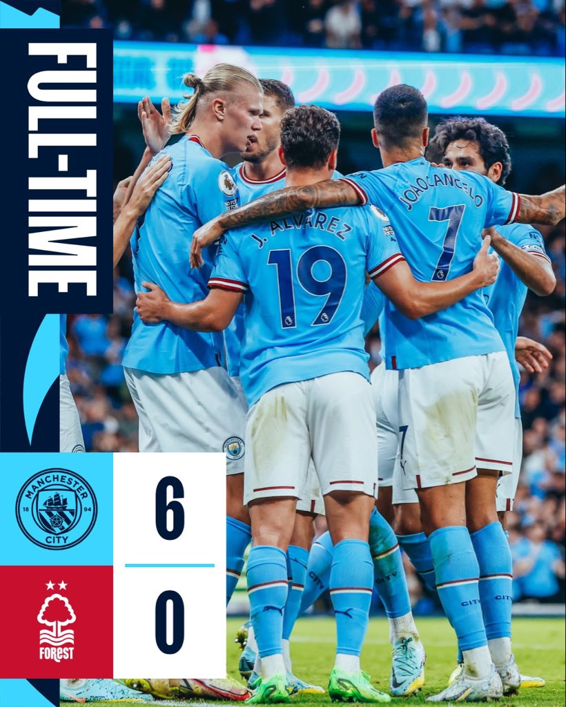 SportsXentral's tweet image. A second consecutive hat trick for Haaland as Manchester City put six pass Nott'm Forest.
#MANNOT #Haaland #PremierLeague 

@SportsXentral