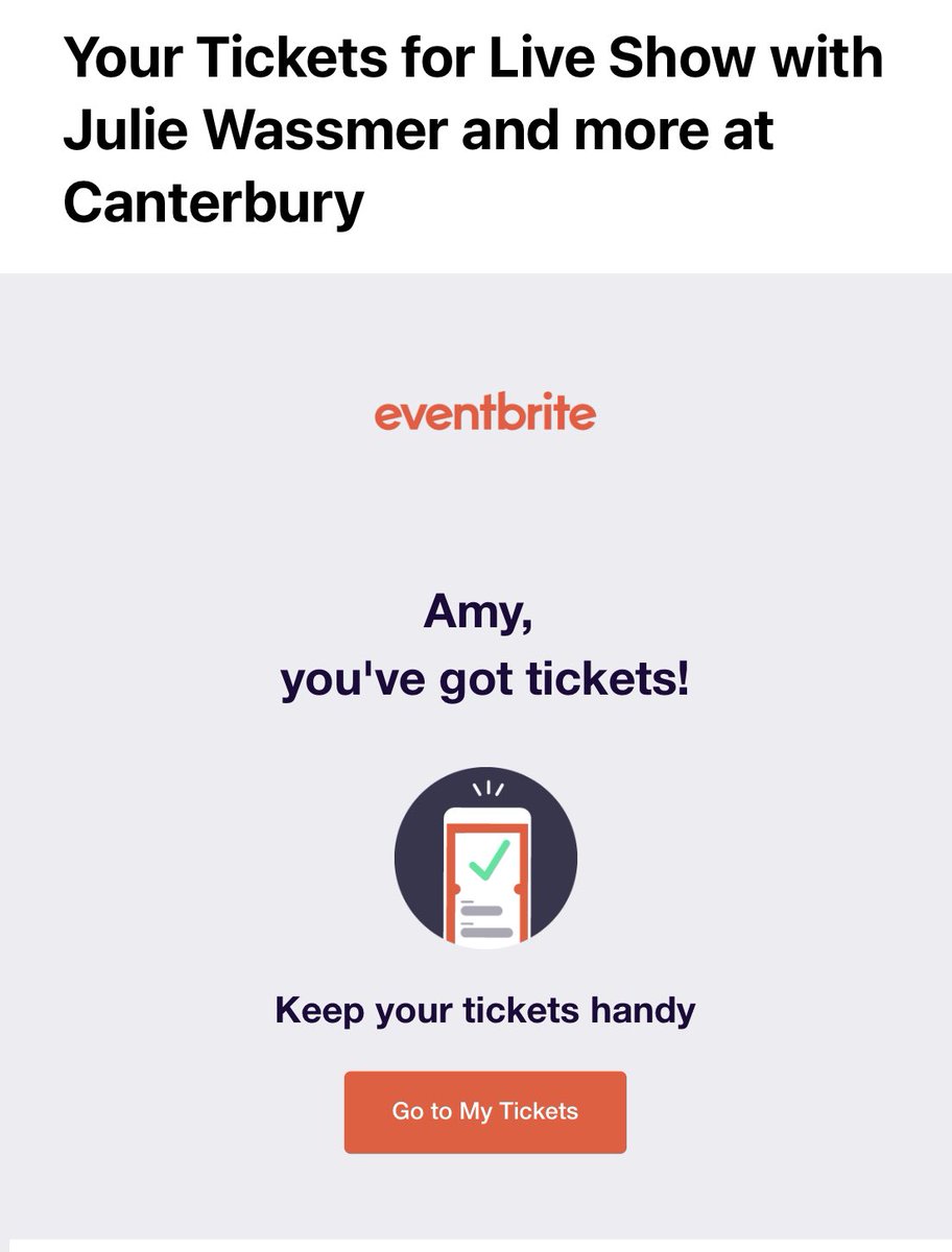 I just found this in my inbox, it arrived at 20:16. Thankfully they let me in at 18:15, trusting that I had actually bought a ticket 😂 <a href="/bestsellerxp/">BestsellerExperiment</a> <a href="/WaterstonesRose/">Waterstones Canterbury 📚</a> <a href="/eventbrite/">Eventbrite</a> #fomo