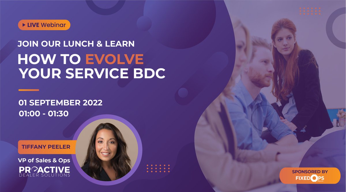 proactive_pds's tweet image. Time is running out to register for this Lunch &amp;amp; Learn session with Tiffany Peeler. Sign up for an interactive discussion on steps you can take today to evolve your service BDC! 
 Register Here: lnkd.in/gMUUKZBy

#LunchandLearn #Webinar #ProactiveDealerSolutions