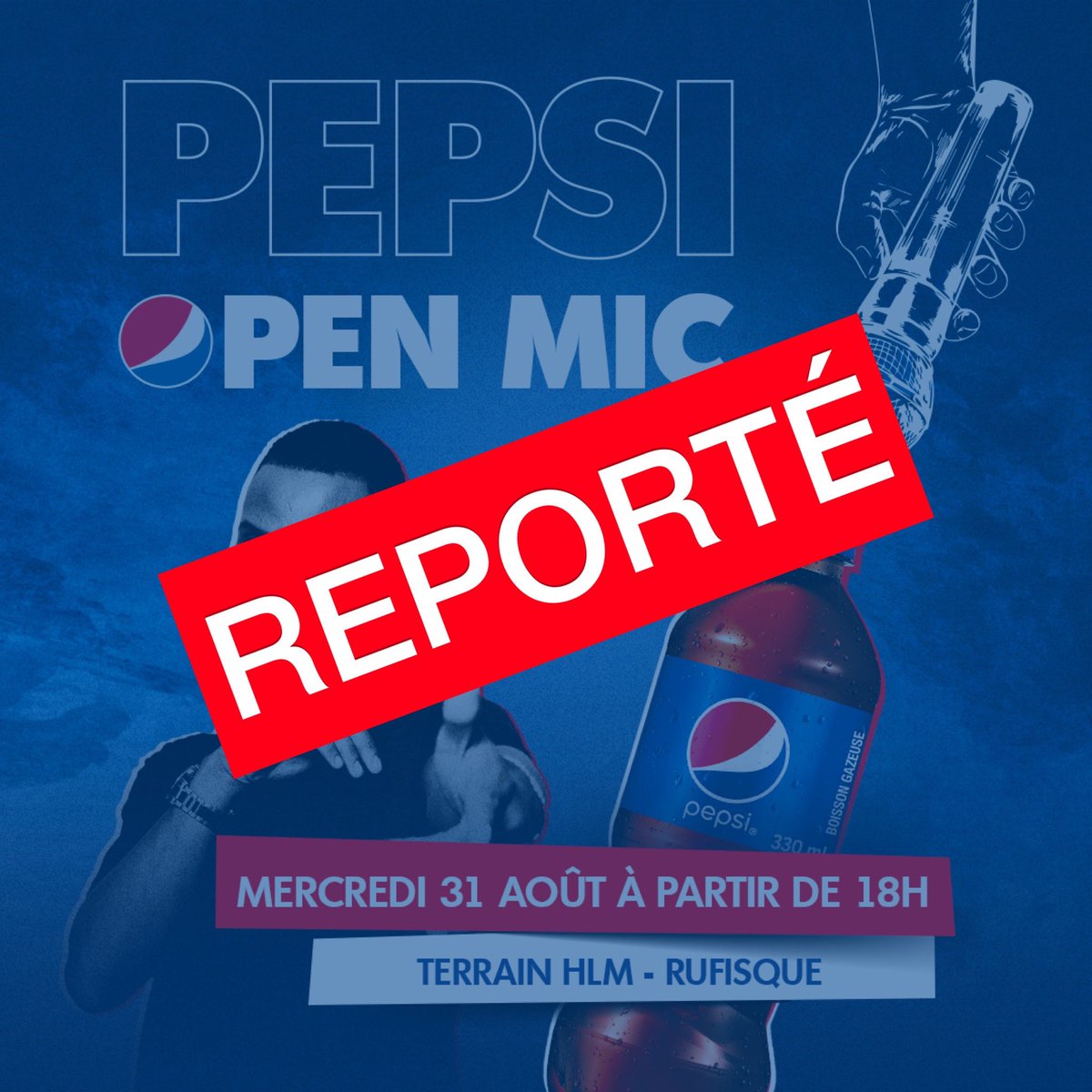 Le Pepsi Open Mic de RIO a finalement été reporté à une date ultérieure dû à la pluie d’aujourd’hui. Mais dara deñ koy bissat mu gueune neex rek🎤😉 #pepsilsalife #fortheloveofit #pepsiopenmic
