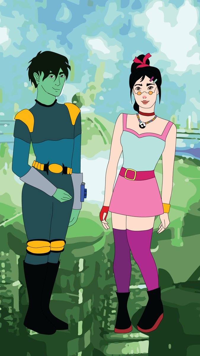 marylizabetha's tweet image. #vanellopevonschweetz and little #enzomatrix again. Just wanted to make Vanellope an outfit that looked a little more #ReBoot-ish. I gave her a candy necklace in lieu of all her barrettes. I was thinking about what would have been possible to animate in the 90&apos;s lol.