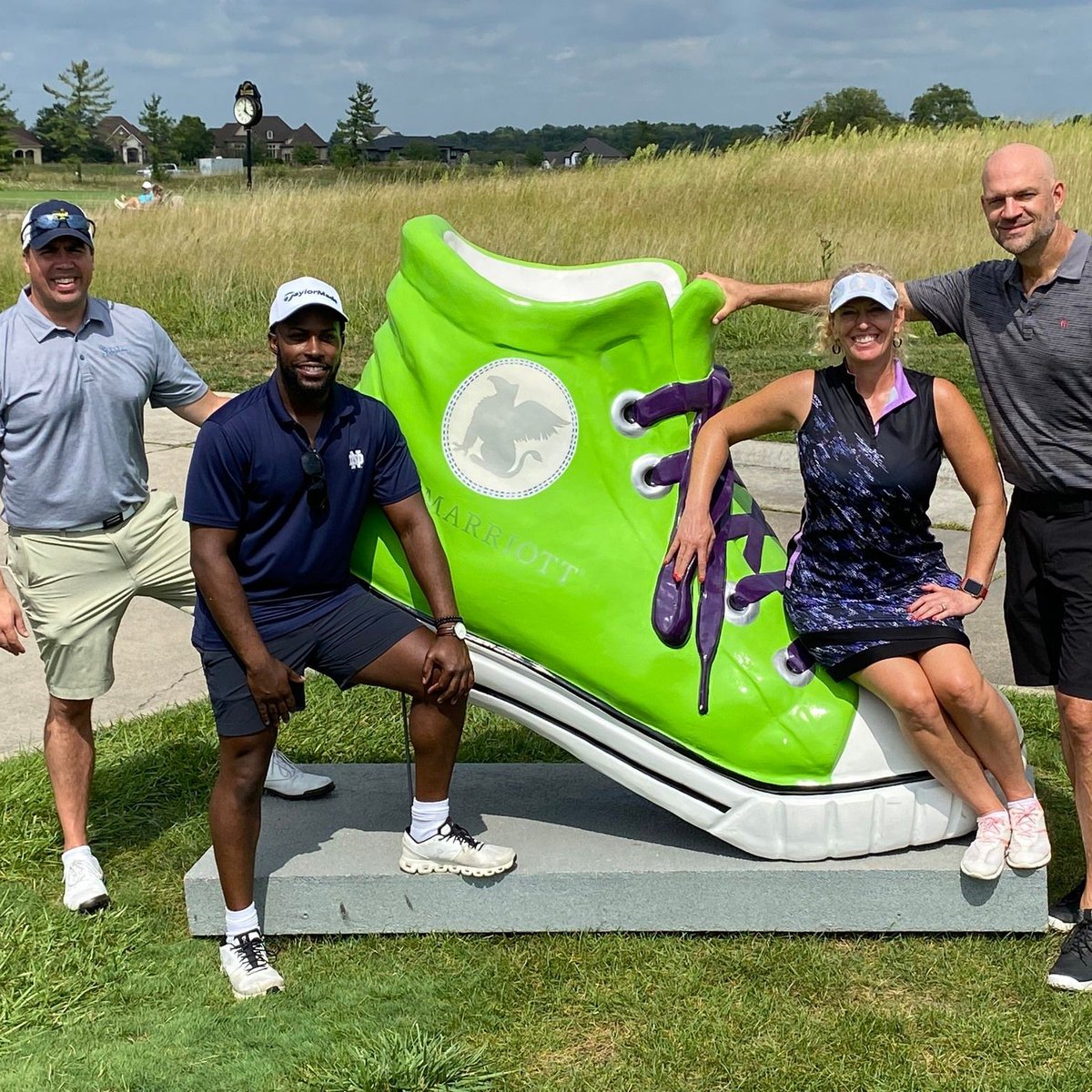 backonmyfeet's tweet photo. It wouldn't be a #BoMFindy get-together without the shoe! Our Indianapolis team has been busy lately. We just raised $179,546 at the 2022 White Lodging Golf Outing and our attendees had a fantastic time with a golf scramble, silent auction, lunch, and of course games! https://t.co/NYiUKTRzs6