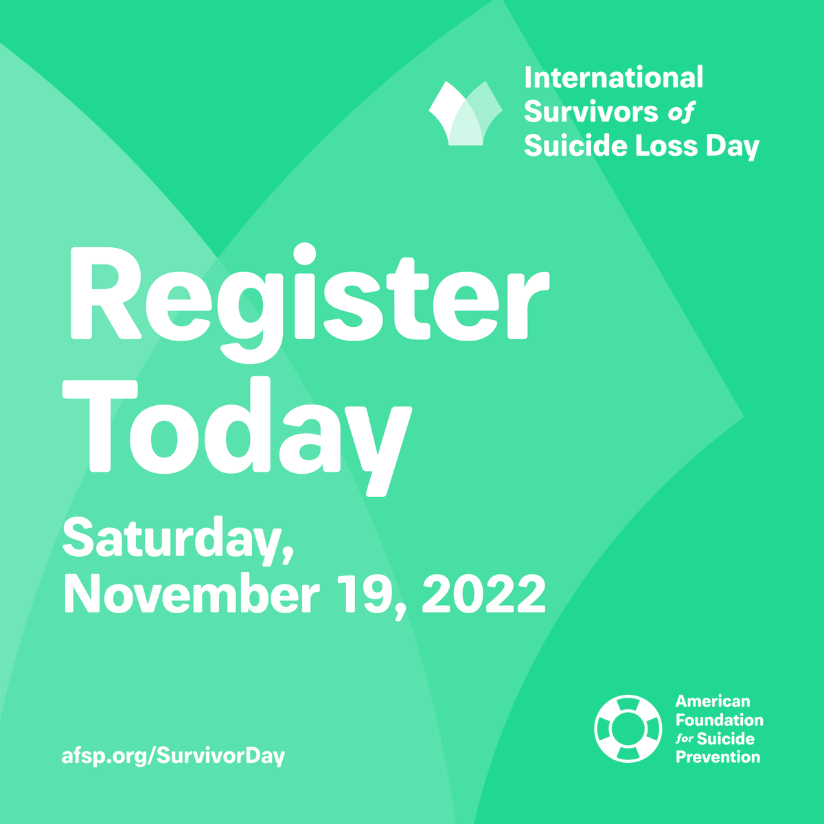 Registration is open for #SurvivorDay 2022! 💙

If you have lost a loved one to suicide, you are not alone. Discover a community of fellow loss survivors who will help you heal, provide resources, and find comfort. Register now: afsp.org/survivorday