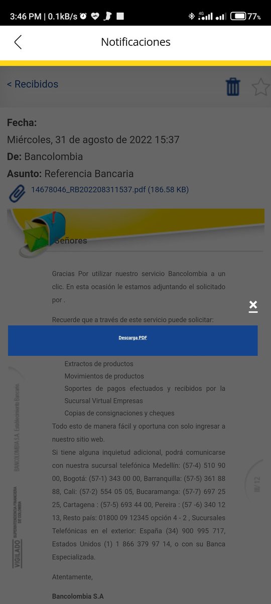 DDobleStar's tweet photo. @Bancolombia  Desde la app persona, no es posible descargar las certificaciones bancarias. Solo puede hacerlo desde la web. Gracias. https://t.co/x7xqncGR9A