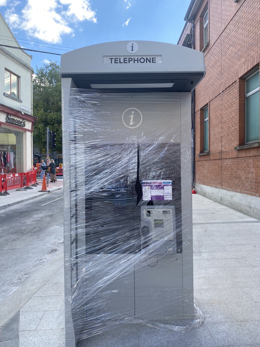 McHughSligo's tweet photo. A rare sight these days - a new public phone box not yet unveiled on the street at the side of the main post office in Sligo. https://t.co/fkcfpKiqbo