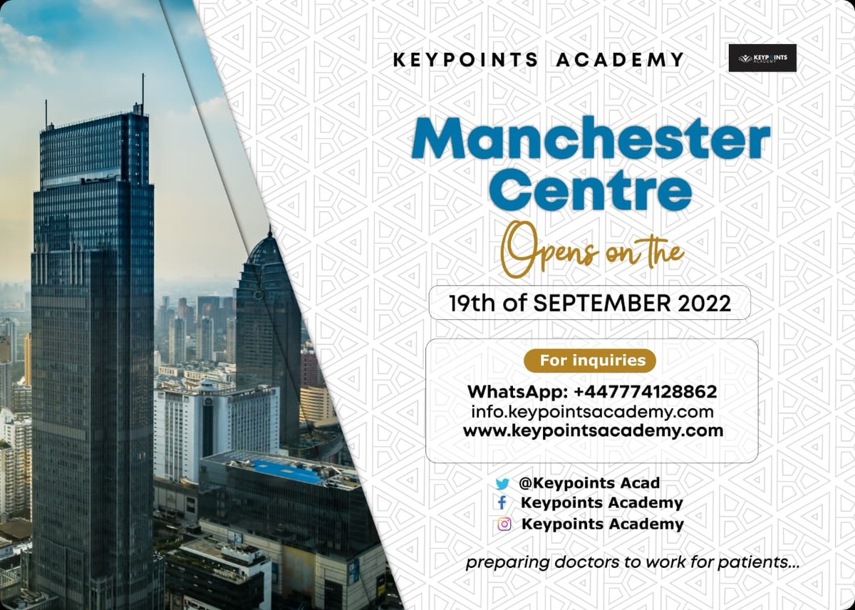 KeypointsAcad's tweet photo. THIS SEPTEMBER!🎉
𝗞𝗲𝘆𝗽𝗼𝗶𝗻𝘁𝘀 𝗔𝗰𝗮𝗱𝗲𝗺𝘆 𝗠𝗮𝗻𝗰𝗵𝗲𝘀𝘁𝗲𝗿 𝗣𝗟𝗔𝗕 𝟮 𝗛𝗼𝘂𝘀𝗲 𝗼𝗽𝗲𝗻𝘀 𝗼𝗻 𝗦𝗲𝗽𝘁. 𝟭𝟵, 𝟮𝟬𝟮𝟮
♻️ Physical&Online PLAB 2 Courses
♻️ Manikin Practice
♻️ Mocks
♻️ Practice
♻️ Support
Check out:
https://t.co/ibWKCgwRD1
#KPA #plabexam https://t.co/ykDVSLxwTu