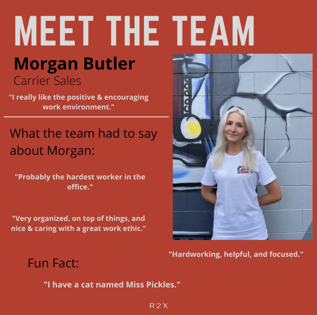 Meet Morgan Butler! 

#meettheteam #Ready2xecute #R2X #r2xindy #r2xindianapolis #indianapolis #hiringindy #freight #logistics #supplychain #broker #shipments