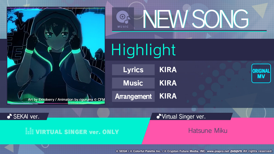 Song of the Day:

'Highlight' by KIRA

Group: Virtual Singer

Available at 15:00 (PDT) / 22:00 (UTC)

2DMV: loom.ly/1X8FLr0