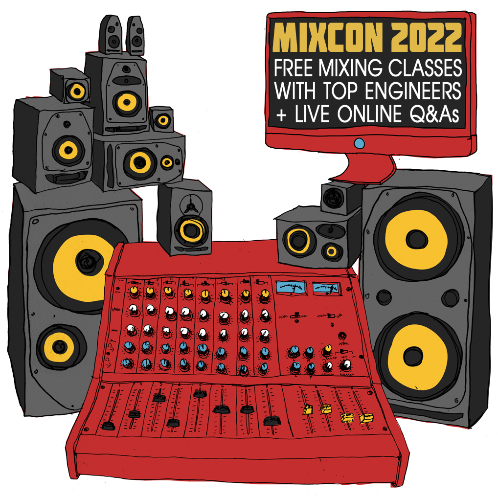 SonicScoop's tweet image. Elevate your mixes at #MixCon 2022! Official lineup announced – FREE mix walkthroughs + live Q&amp;amp;As with 6 elite mixers, a BIG giveaway &amp;amp; more! RSVP now:  
sonicscoop.com/mixcon-2022-of… #audio #studio #mixing