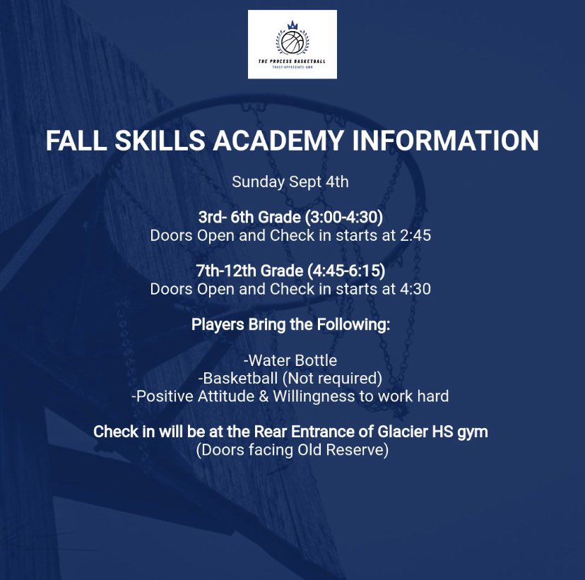 Fall Academy Reminders