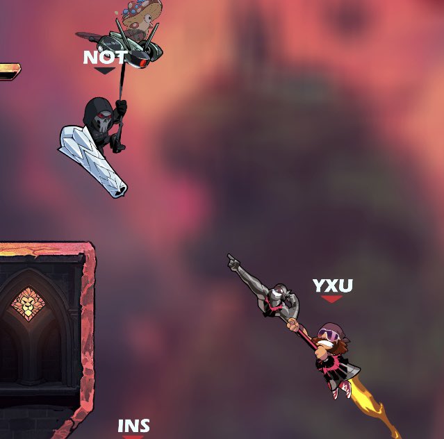 poopoo6913's tweet photo. guess which one won the interaction! wow u guessed it with ease! lance!!! what a great balanced recovery!! #brawlhalla #fthisgame https://t.co/DJkt7XaOpj