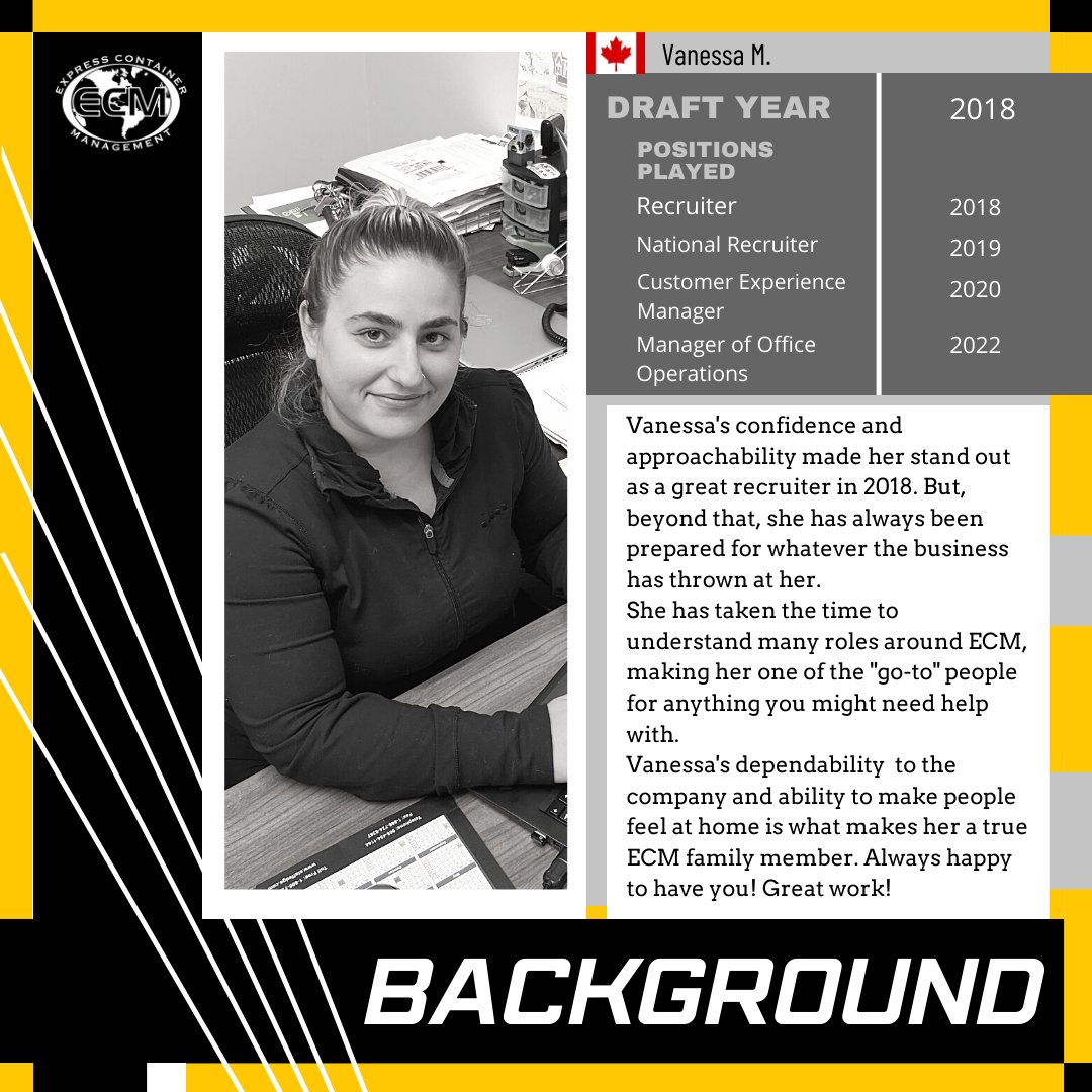 ECM2002's tweet image. 👉 Thank you for all your hard work, Vanessa! 👈
-
#dedication #canada #companygrowth  #officemanager #containerunloading #logistics #logisticsservices #warehouse #hardwork #dedication  #expresscontainermanagement #jobsincanada #jobsinontario #flatrate #recruiting #experience
