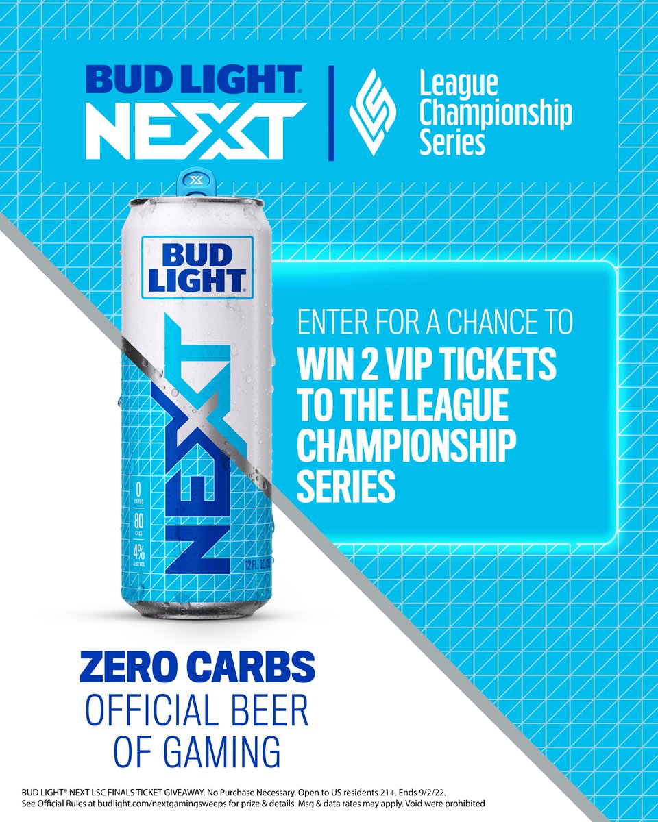 Your tickets to the #LCS are now LOADING...​ ▓▓▓▓▓▓▓▓▓▓░░░░░​ Enter to win 2 VIP seats at the @LCSOfficial Championship in Chicago. Just reply below with #BudLightNextLCS and #Giveaway for your chance.