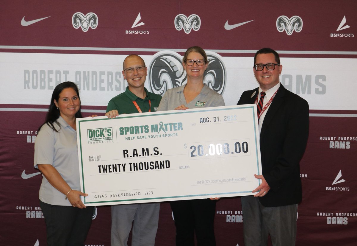 Robert Anderson (@ramiddle_rams) on Twitter photo Thank you to our Anderson, SC <a href="/dickssportingss/">Dicks Sporting Goods</a> for their partnership and support of RAMS. Great afternoon of celebration with our students! Go RAMS! Thank you to our Anderson, SC <a href="/dickssportingss/">Dicks Sporting Goods</a> for their partnership and support of RAMS. Great afternoon of celebration with our students! Go RAMS!