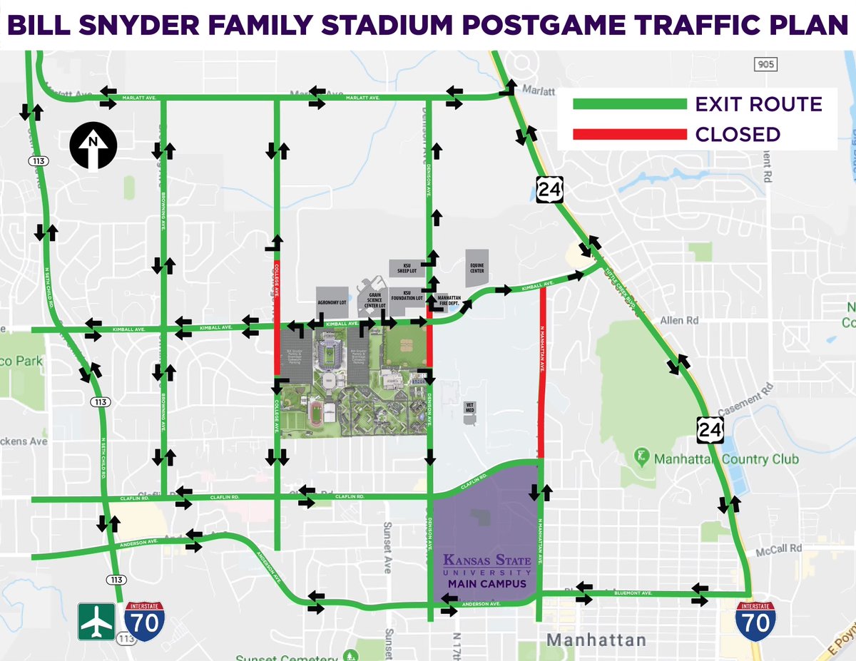 RileyCountyPD's tweet photo. Remember last year when traffic leaving football games was a nightmare?

Problems fixed 🤞

Postgame traffic flow for #KStateFB vs. South Dakota.

Kimball is open as of about 30 minutes ago from this post!

Go 'Cats 😼 https://t.co/tLDTEF4ESr