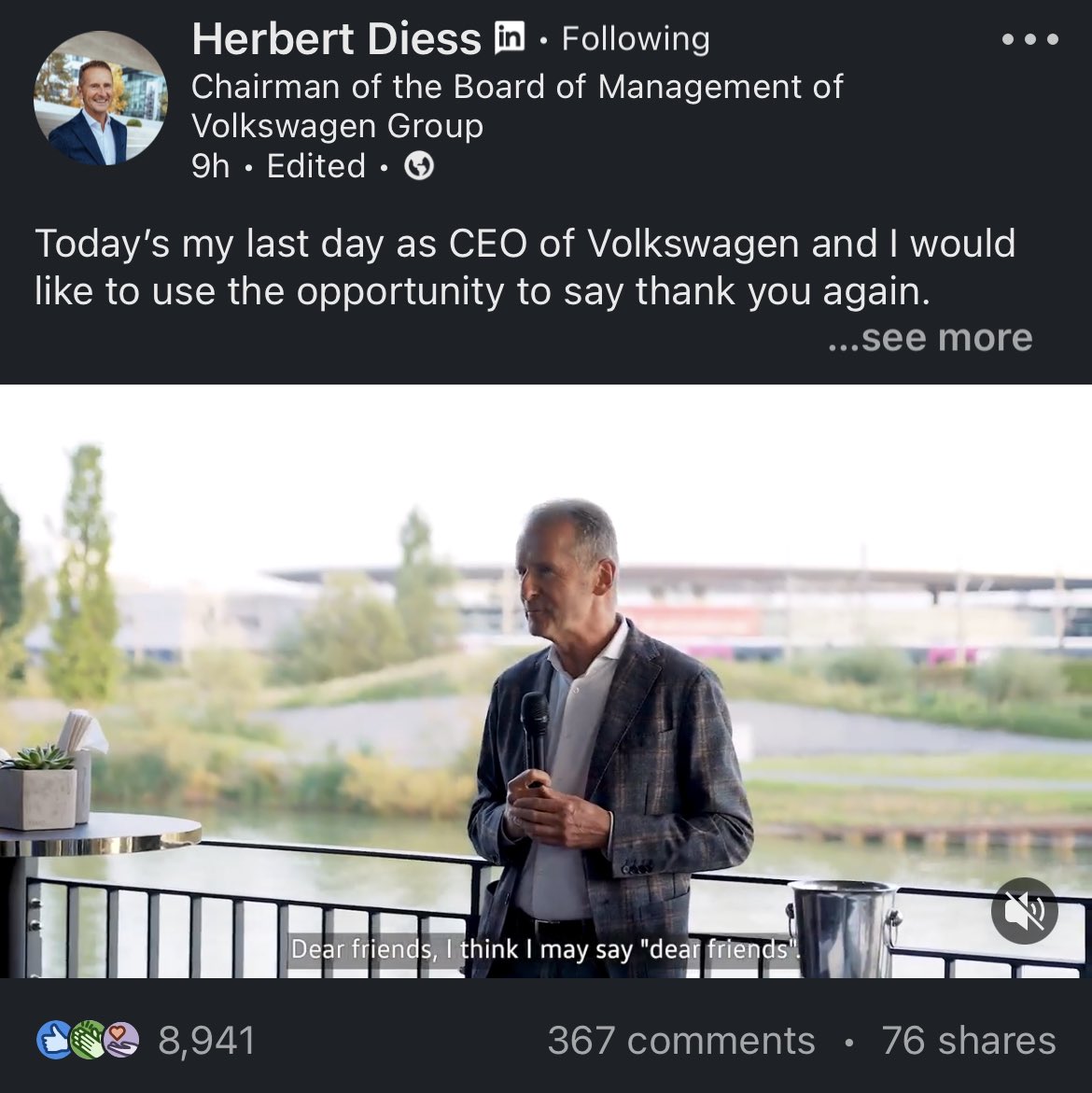 Dear <a href="/Herbert_Diess/">Herbert Diess</a>, it’s been a hell of a ride! But you nailed it! You kicked asses and it was fun to accompany it. This account will stay here for ever: As you personal meme factory on Twitter! Best regard, Your Meme Factory Team