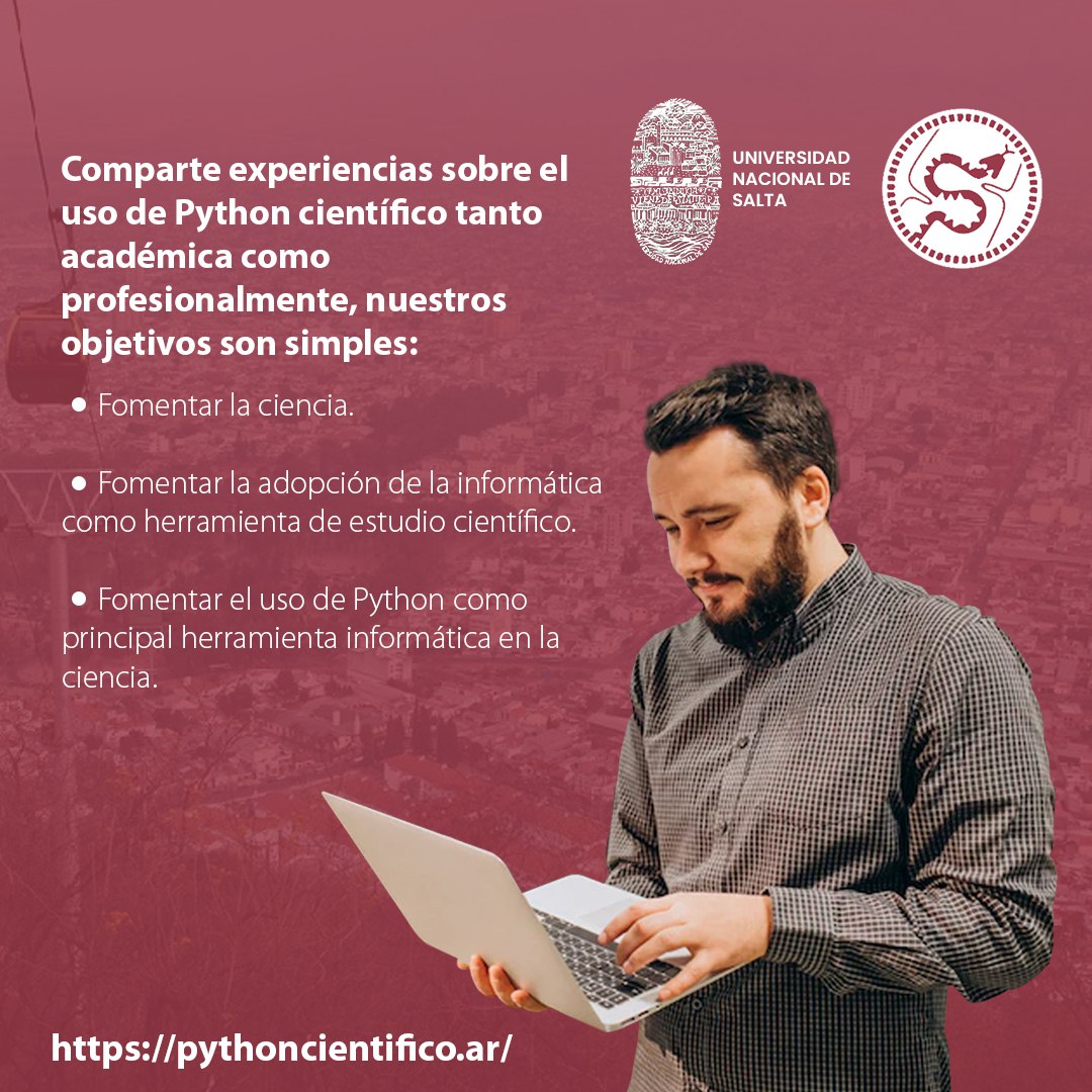 cmaureir's tweet image. Lo que se viene en Salta Argentina (¡en menos de un mes!) tiene mucho cariño y fuerza de mucha gente involucrada. Se viene la nueva versión de la conferencia SciPy Latin America 🐍🎉 ¡No te la pierdas! pythoncientifico.ar #python #latam #hablemospython #scipy
