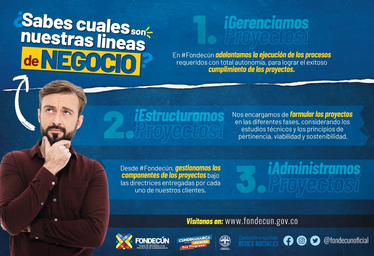 fondecunoficial's tweet image. #FONDECÚN uno de nuestros objetivos es ser agentes en cualquiera de las etapas de un proyecto mediante la identificación, programación, estructuración, administración, gerencia, validación y evaluación con entidades del sector público

#GerenciandoProyectos #ProcesosEficientes