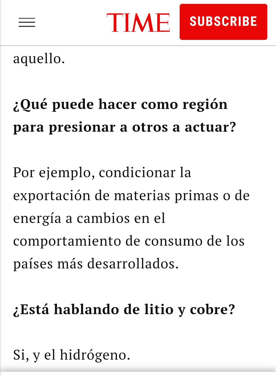 ignaciobriones_'s tweet image. No entiendo. Algo así como que porque emiten muchos gases de efecto invernadero no les vamos a exportar productos que harían que emitan menos? Cobre (base de revolución eléctrica y electromovilidad), litio (baterias) o hidrógeno verde (si llegamos a producirlo a gran escala).