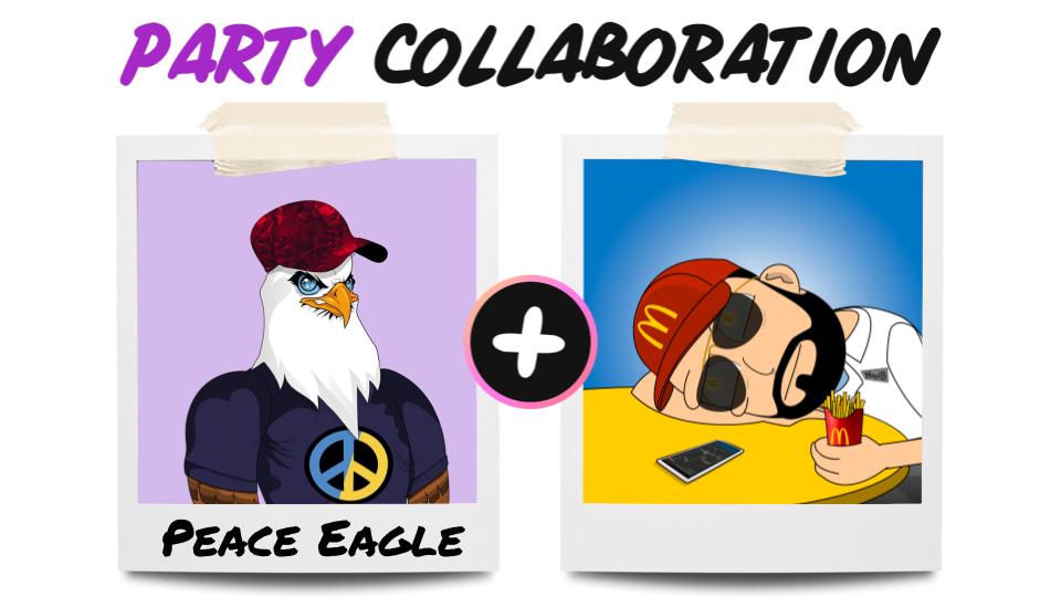 🎉Peace Eagle X Party Hard🎉
🏆#NFTGiveaway prizes:
10x WL spots for both!

1️⃣ Follow 
<a href="/PeaceEagleNFT/">Peace Eagle NFT- V2 | Mint is Live Now</a>
<a href="/PartyHardNFT/">PARTY HARD</a>
2️⃣ ❤️&amp; RT
3️⃣ Tag NFT frens

✅Bonus: Join discord.gg/aWnfBNs4T3 &amp; discord.gg/QG3ZGwetAr

⏰ 24 HR - 10 Winners

Good luck!
#NFT #NFTart #NFTs #DigitalArtist